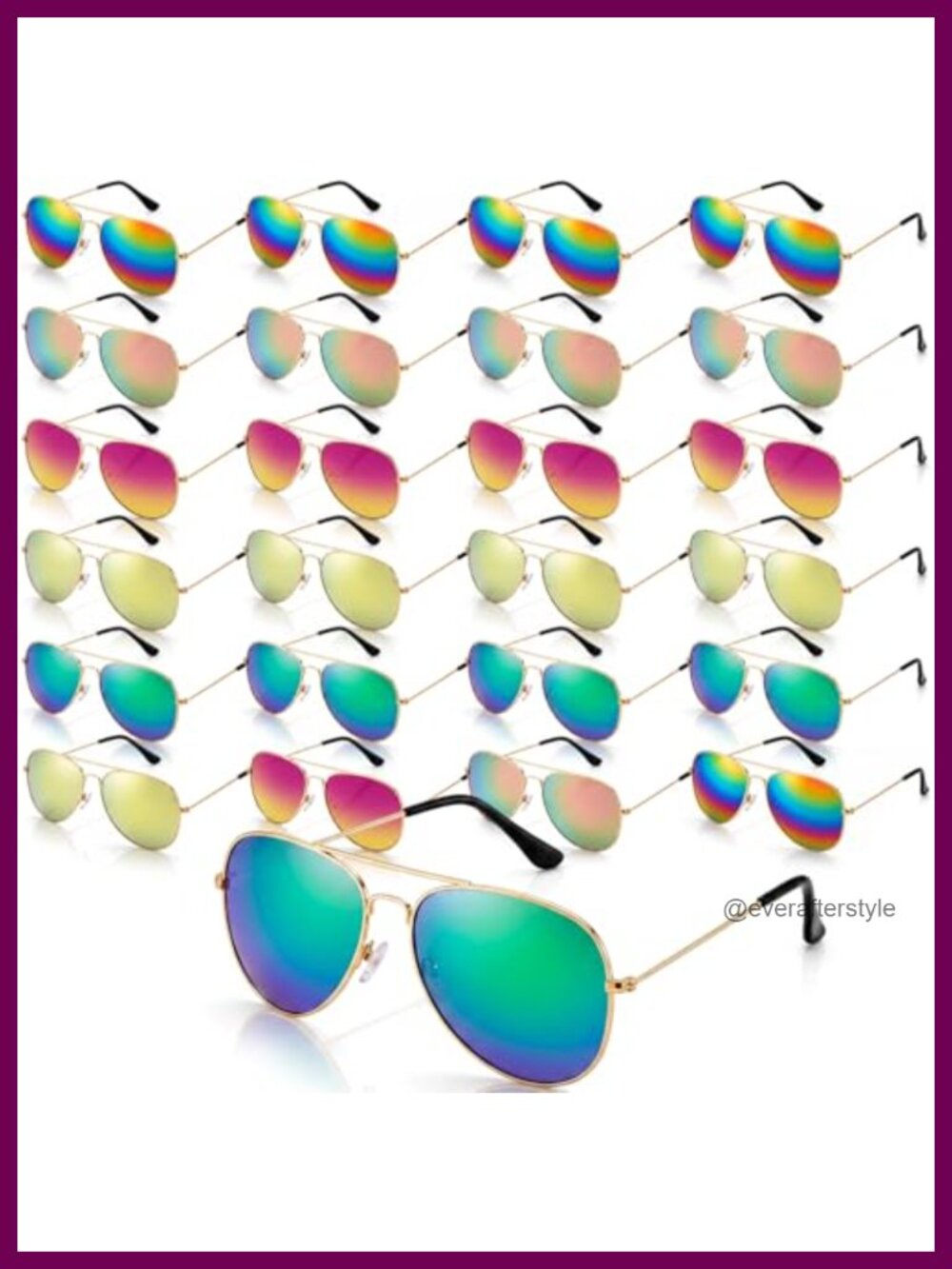 25 Pack Retro Hippie Polarized Metal Sunglasses UV Protection